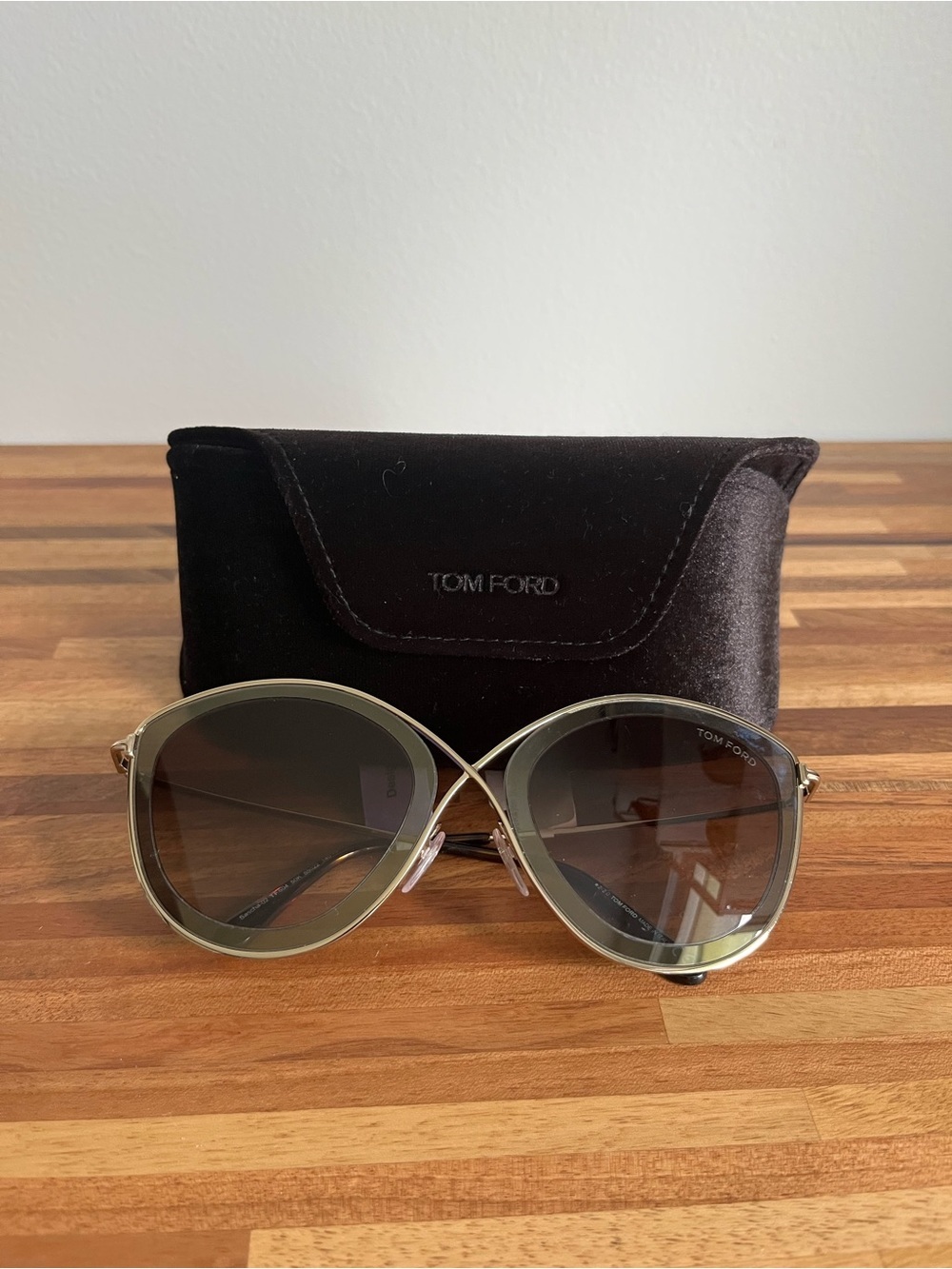 Tom Ford Cat-Eye Sunglasses in Brown and Gold